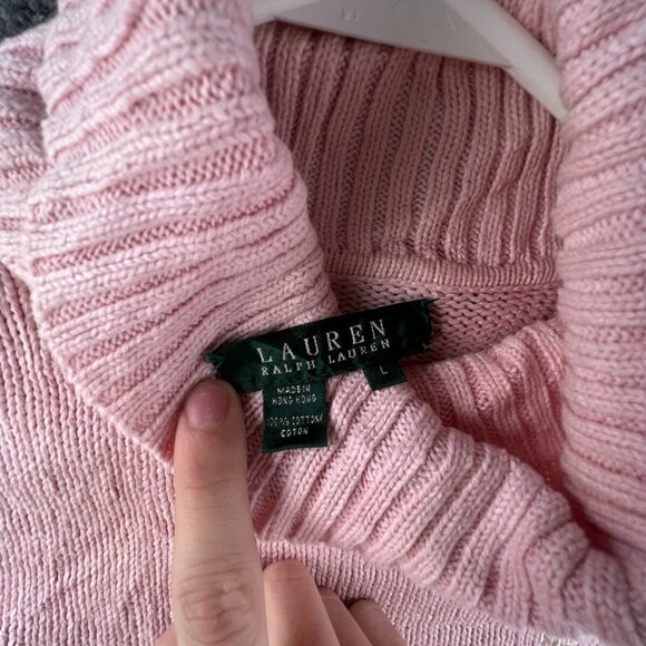 Lauren Ralph Lauren Women’s Sweater Pink Long Sleeve Turtleneck Cotton Large - Picture 8 of 16